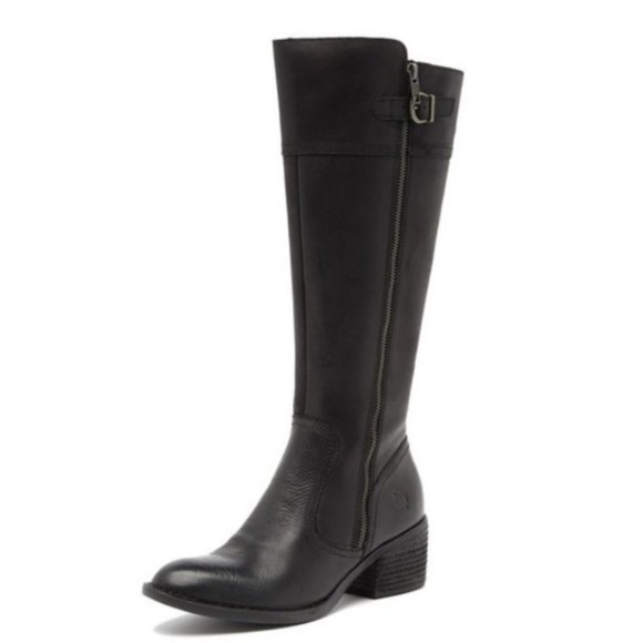 Born Shoes - Born Fannar Black Leather Knee High Boot Size 6.5 NEW
